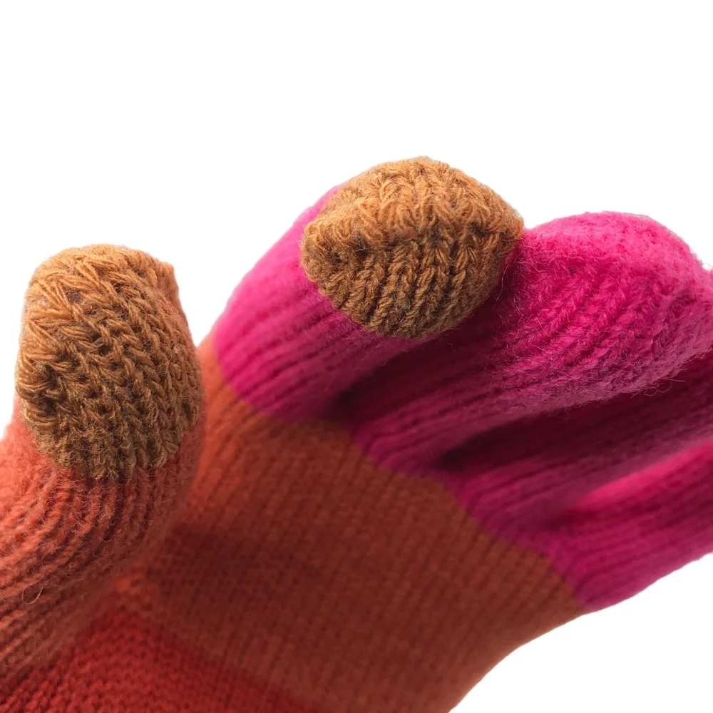 Do Everything In Love Color Block Fuchsia Stripe Pattern Gloves Winter Accessory